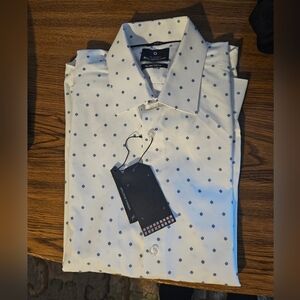 Ben Sherman White Dress Shirt with Navy Dot Pattern